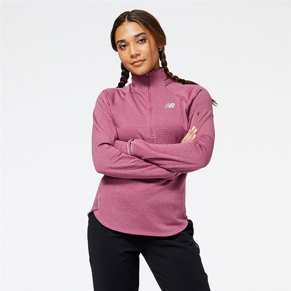 New Balance - W NB Heat Grid Half Zip - raisin heather