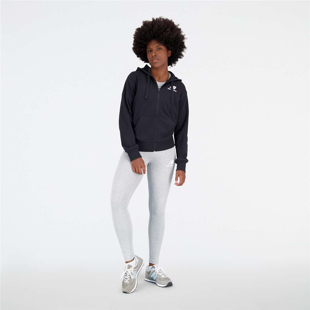 New Balance - W Essentials Stacked Logo Full Zip Hoodie - black