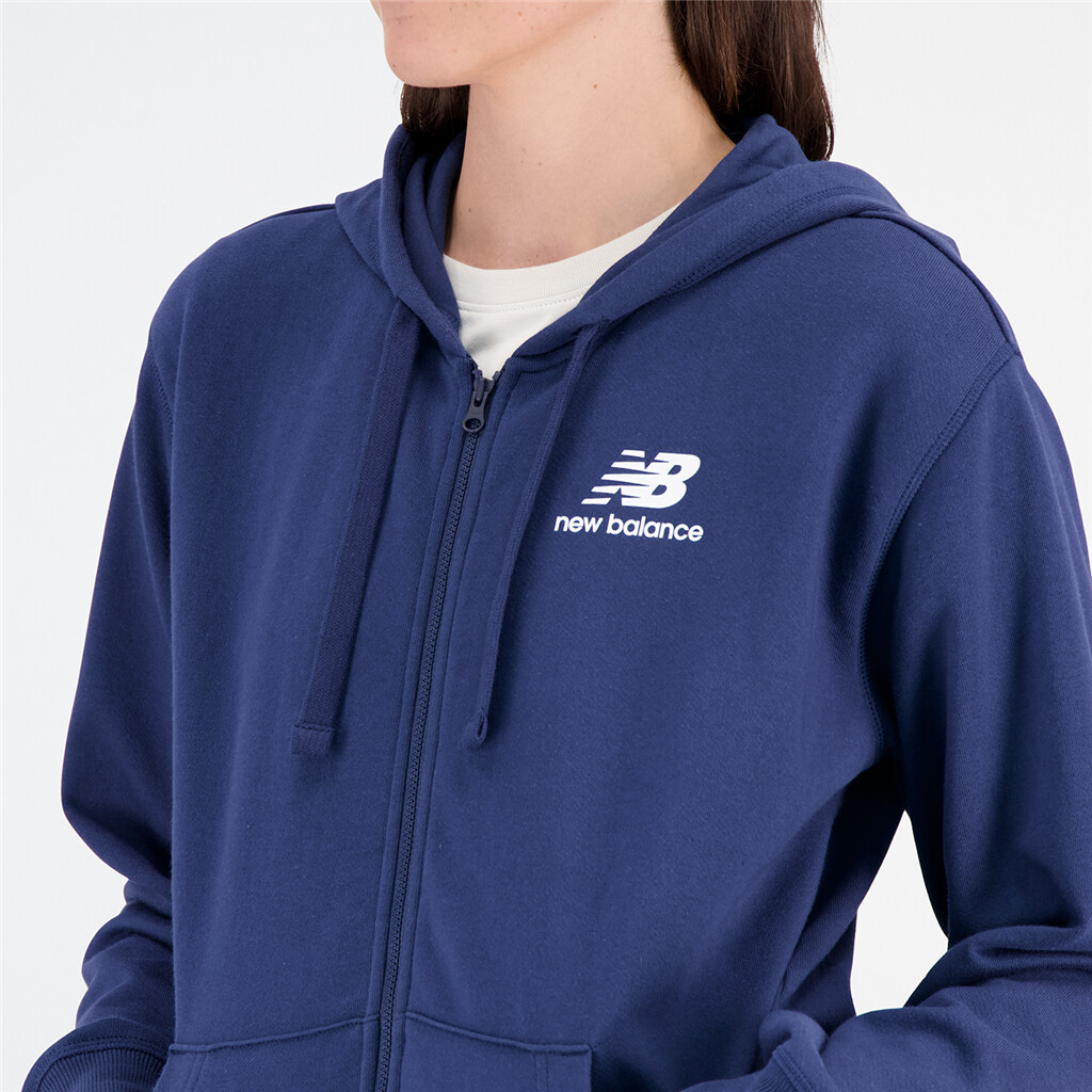 New Balance - W Essentials Stacked Logo Full Zip Hoodie - nb navy