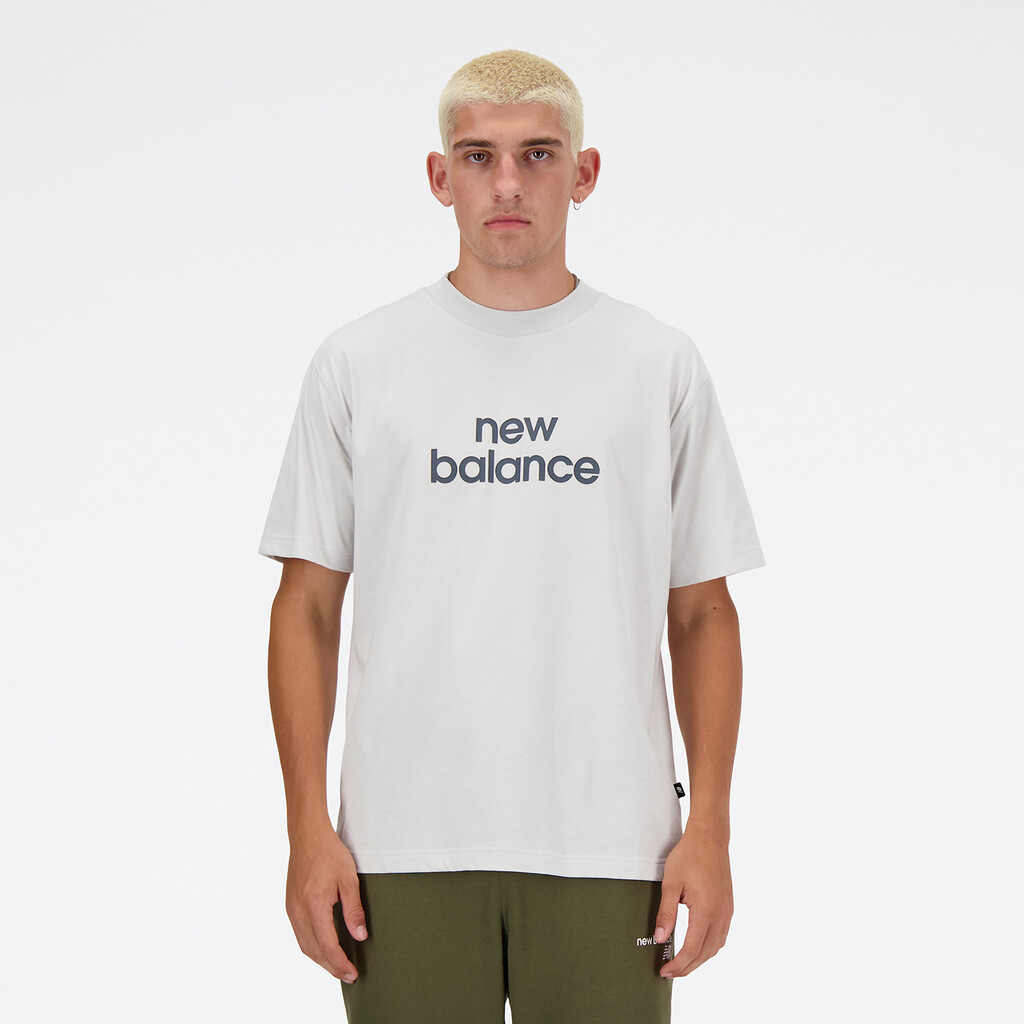 New Balance - New Balance Linear Logo Relaxed Tee - grey matter