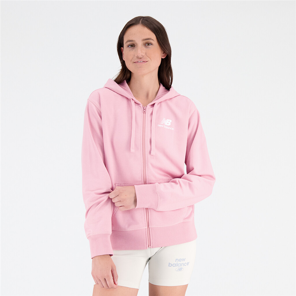 New Balance - W Essentials Stacked Logo Full Zip Hoodie - hazy rose