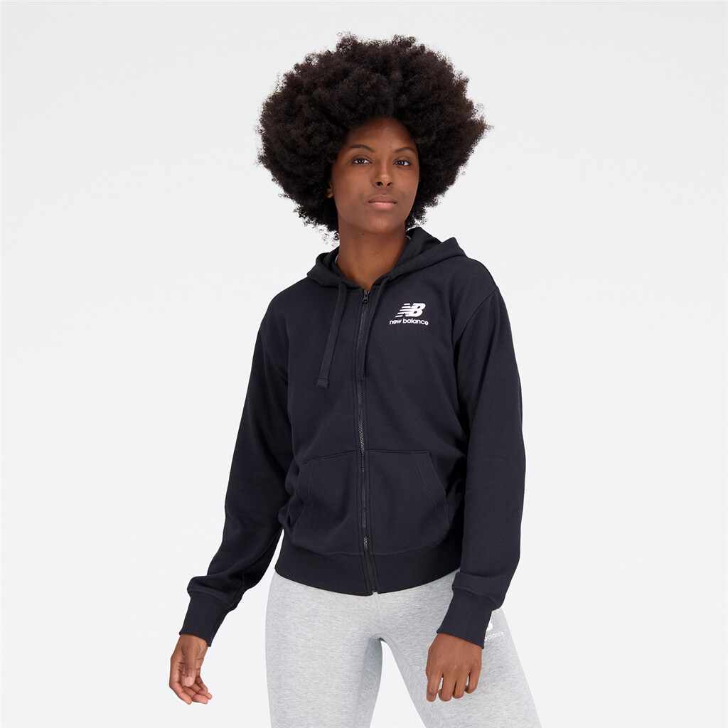 New Balance - W Essentials Stacked Logo Full Zip Hoodie - black
