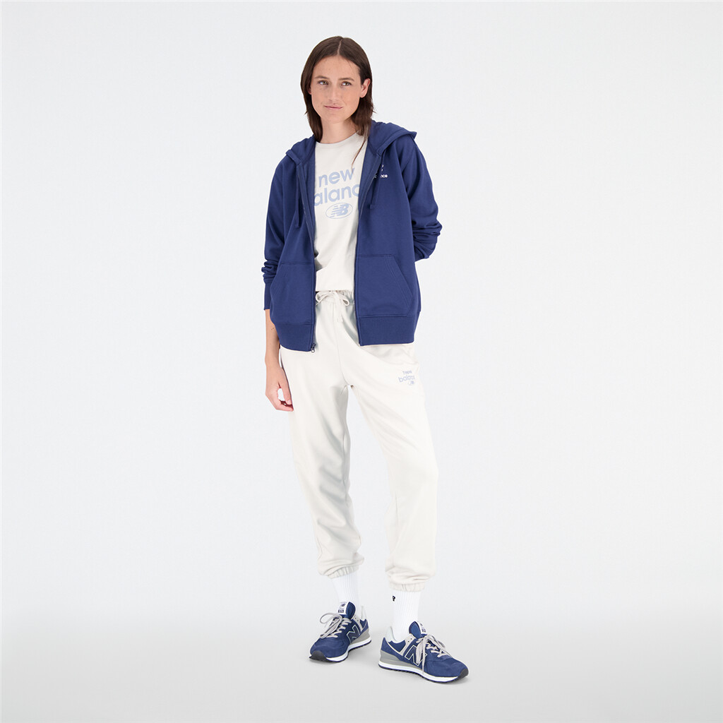 New Balance - W Essentials Stacked Logo Full Zip Hoodie - nb navy