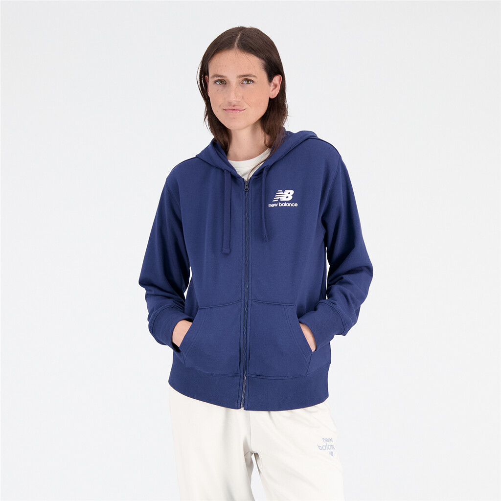New Balance - W Essentials Stacked Logo Full Zip Hoodie - nb navy
