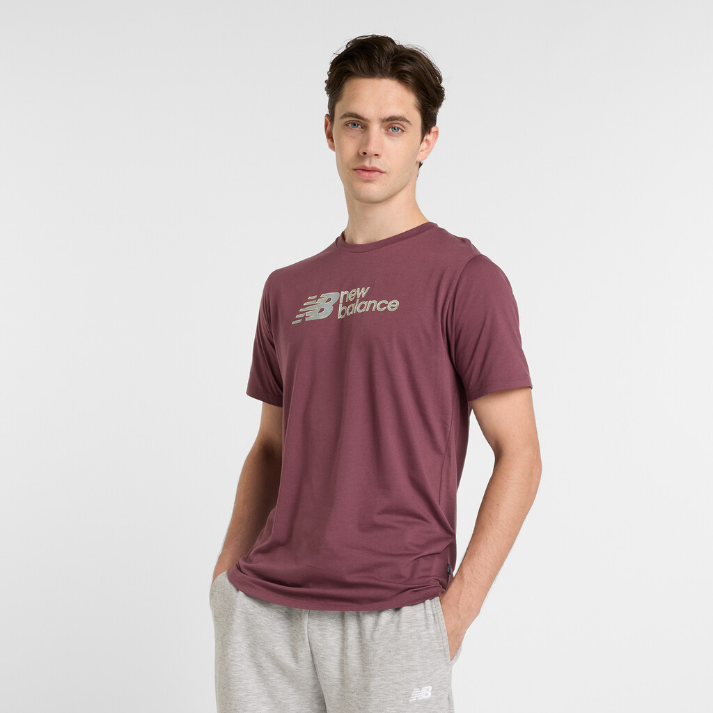 New Balance - Heathertech Linear T-Shirt - faded plum