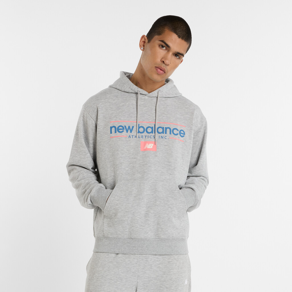 New Balance - Relaxed Linear Athletics Hoodie - athletic grey