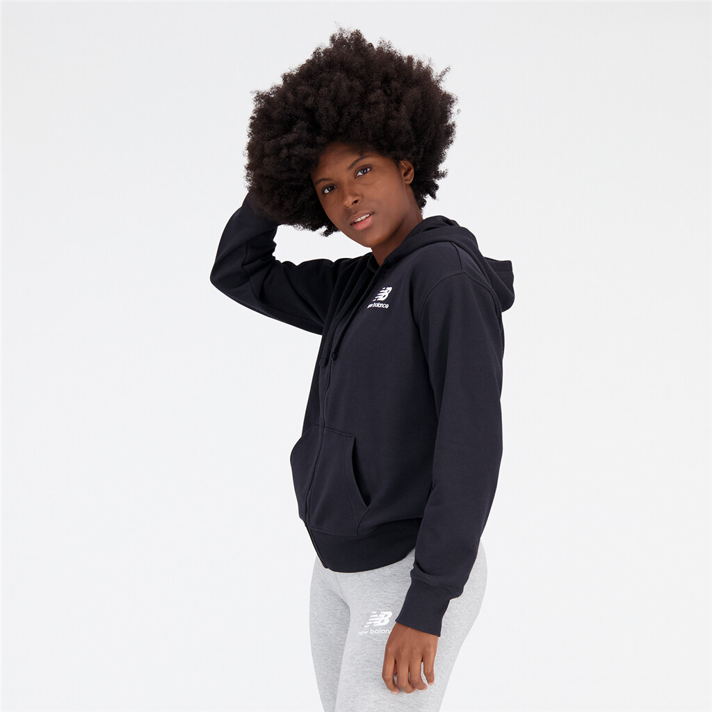 New Balance - W Essentials Stacked Logo Full Zip Hoodie - black